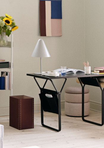 BROSTE COPENHAGEN Berit Schreibtisch, rechteckig – graues Eschenfurnier und grauer Stahl (120 x 60)