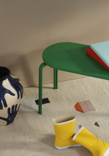 BROSTE COPENHAGEN Oda Bank, rechteckig – grünes Eschenfurnier und Stahl (110x36)