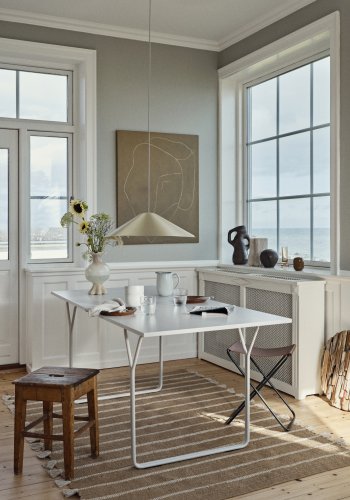 BROSTE COPENHAGEN Berit Esstisch, rechteckig – graues Eschenfurnier und grauer Stahl (180x80)