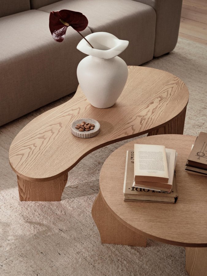 BROSTE COPENHAGEN Brook sidebord, rundt - finér i naturlig ask (60)