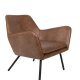 WHITE LABEL LIVING Bon loungestol, med armlener - brunt kunstskinn og metall