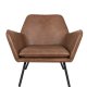 WHITE LABEL LIVING Bon loungestol, med armlener - brunt kunstskinn og metall