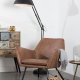 WHITE LABEL LIVING Bon loungestol, med armlener - brunt kunstskinn og metall