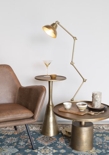 WHITE LABEL LIVING Bon loungestol, med armlener - brunt kunstskinn og metall