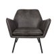WHITE LABEL LIVING Bon loungestol, med armlener - mrkegrtt kunstskinn og metall