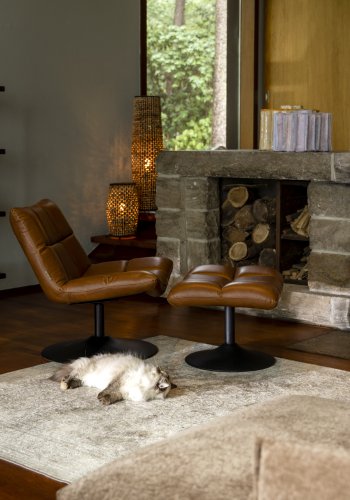 DUTCHBONE Bar-Loungesessel - braunes PU und schwarzer Stahl