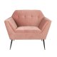 DUTCHBONE Kate Loungesessel, mit Armlehnen – rosafarbenes Polyester und schwarzes Eisen