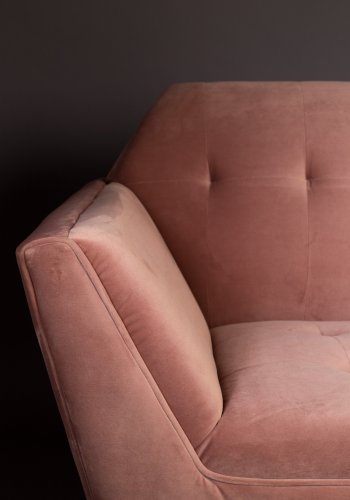 DUTCHBONE Kate Loungesessel, mit Armlehnen – rosafarbenes Polyester und schwarzes Eisen