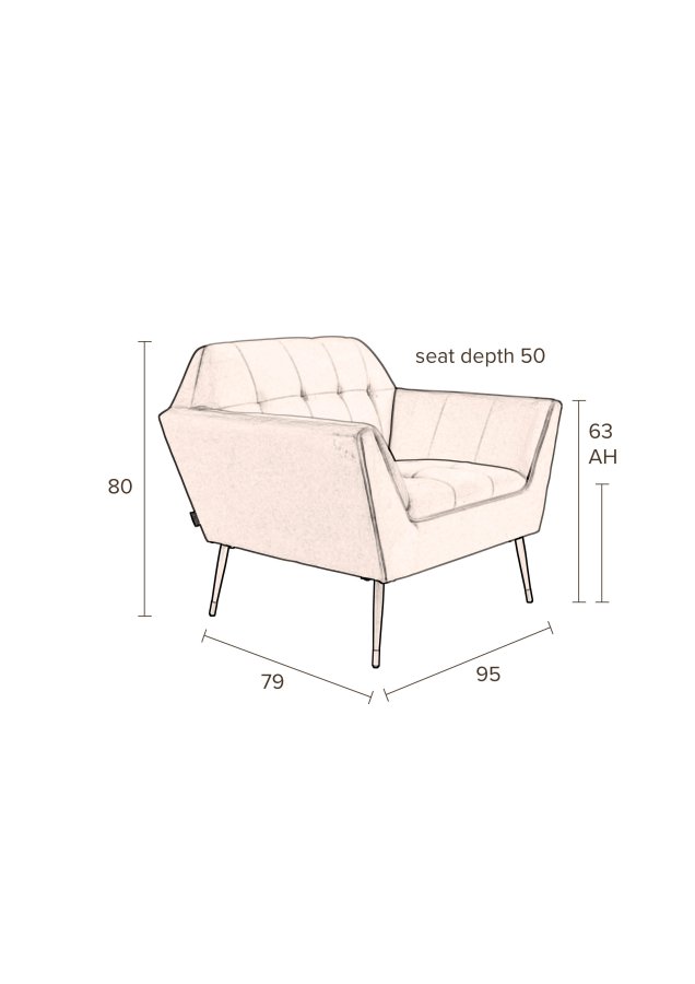 DUTCHBONE Kate Loungesessel, mit Armlehnen – rosafarbenes Polyester und schwarzes Eisen