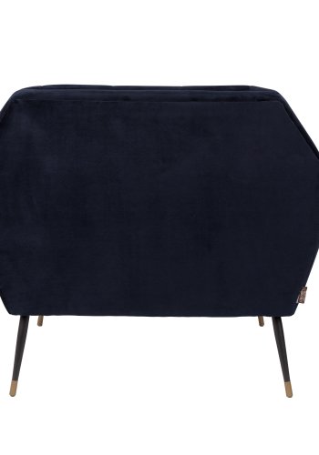 DUTCHBONE Kate Loungesessel, mit Armlehnen – tiefblaues Tonpolyester und schwarzes Eisen