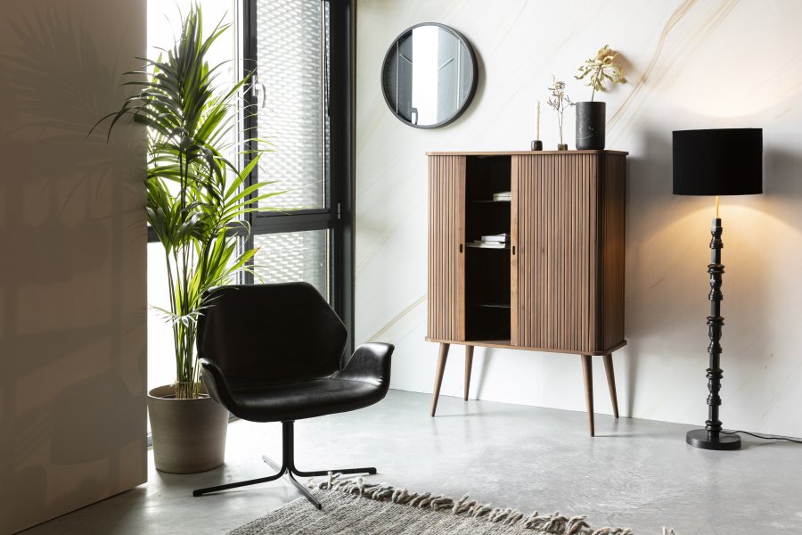 ZUIVER Nikki lenestol, med armlener - sort PU og stl