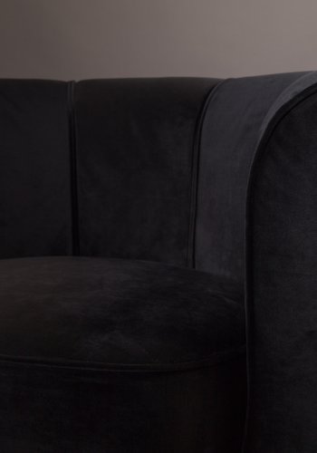 DUTCHBONE Flower Loungesessel mit Armlehnen – schwarzer Polyestersamt und schwarzer Stahl