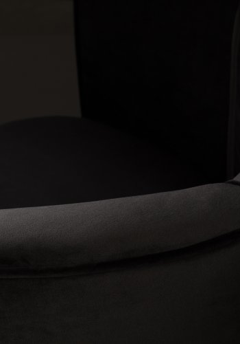 DUTCHBONE Flower Loungesessel mit Armlehnen – schwarzer Polyestersamt und schwarzer Stahl