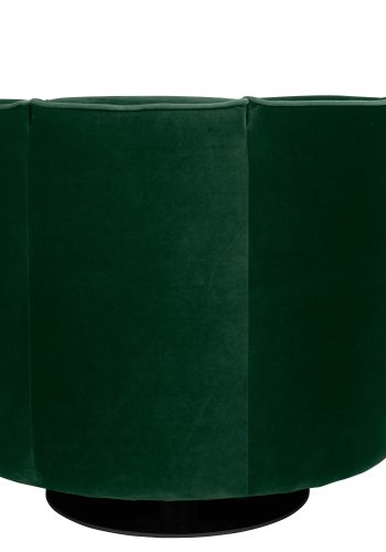 DUTCHBONE Flower Loungesessel mit Armlehnen – grüner Polyestersamt und schwarzer Stahl