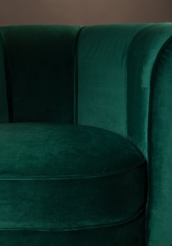 DUTCHBONE Flower Loungesessel mit Armlehnen – grüner Polyestersamt und schwarzer Stahl