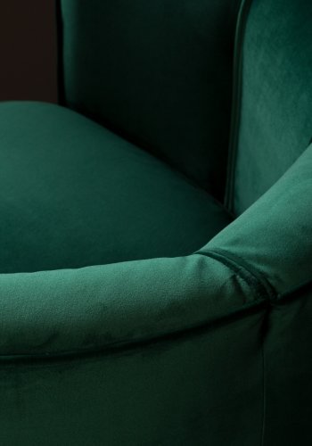 DUTCHBONE Flower Loungesessel mit Armlehnen – grüner Polyestersamt und schwarzer Stahl