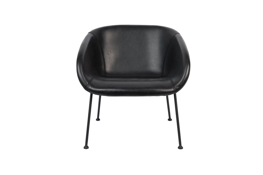 ZUIVER Feston loungestol, med armlener - sort PU og stl