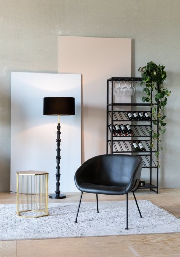 ZUIVER Feston loungestol, med armlener - sort PU og stl