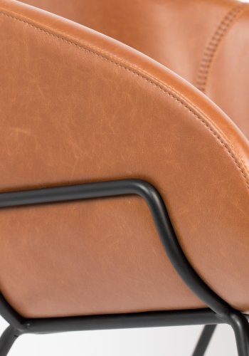 ZUIVER Feston lenestol, med armlener - brun PU og stl
