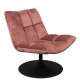 DUTCHBONE Bar loungestol - rosa flyelsstoff og sort stl