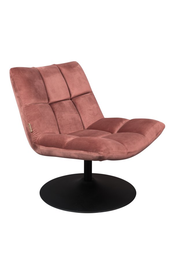 DUTCHBONE Bar loungestol - rosa flyelsstoff og sort stl