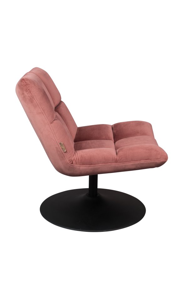 DUTCHBONE Bar loungestol - rosa flyelsstoff og sort stl