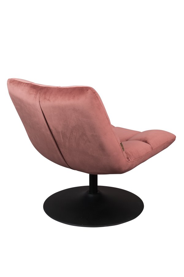 DUTCHBONE Bar loungestol - rosa flyelsstoff og sort stl