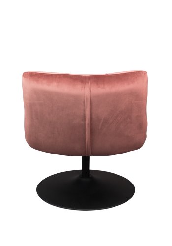 DUTCHBONE Bar loungestol - rosa flyelsstoff og sort stl
