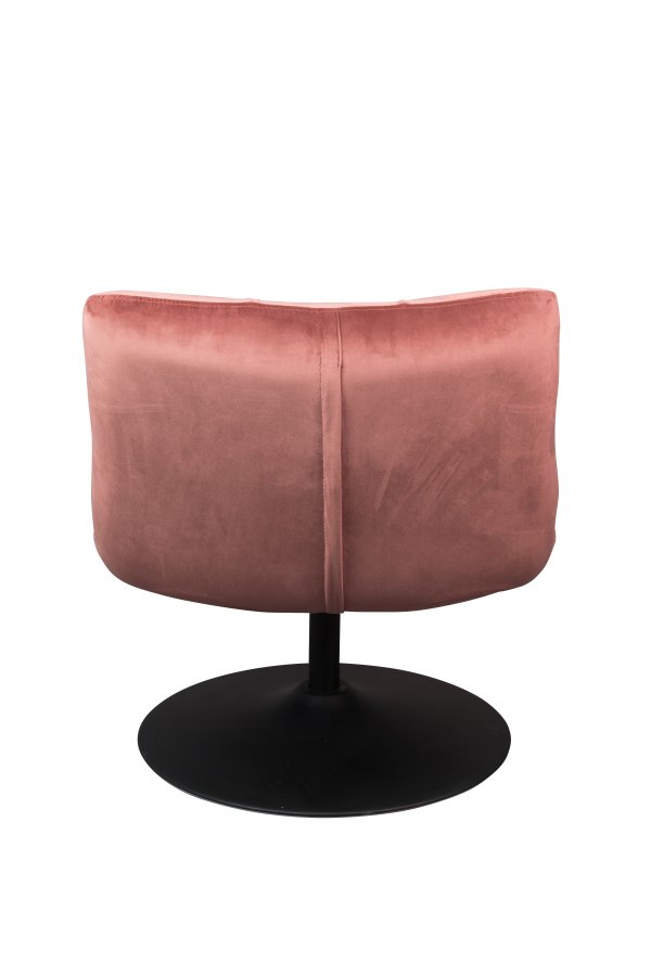 DUTCHBONE Bar loungestol - rosa flyelsstoff og sort stl
