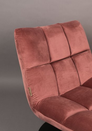 DUTCHBONE Bar loungestol - rosa flyelsstoff og sort stl
