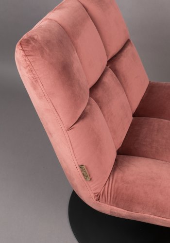 DUTCHBONE Bar loungestol - rosa flyelsstoff og sort stl