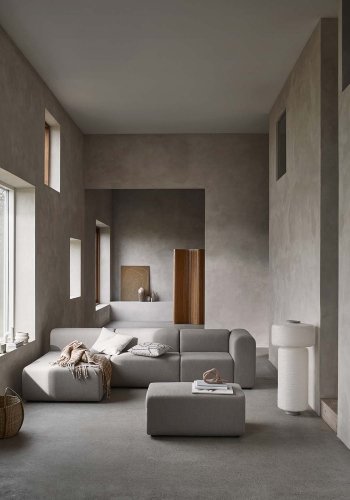 BROSTE COPENHAGEN Lagoon modulares Sofa Chaiselongue - Latte Stoff