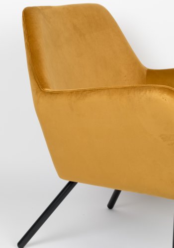 WHITE LABEL LIVING Bon loungestol, med armlener - gullflyel og metall