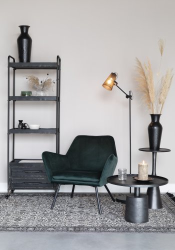 WHITE LABEL LIVING Bon loungestol, med armlener - grnn flyel og metall