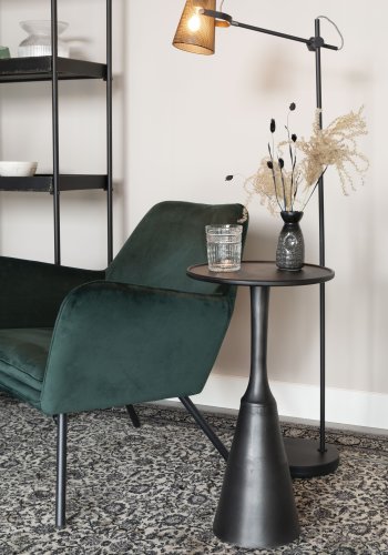 WHITE LABEL LIVING Bon loungestol, med armlener - grnn flyel og metall