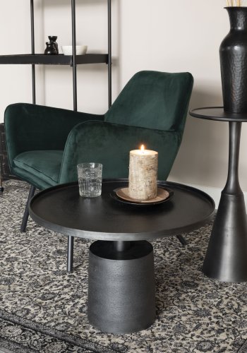 WHITE LABEL LIVING Bon loungestol, med armlener - grnn flyel og metall