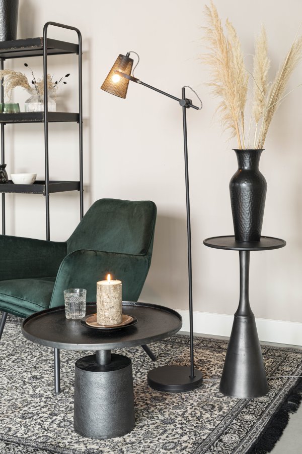 WHITE LABEL LIVING Bon loungestol, med armlener - grnn flyel og metall