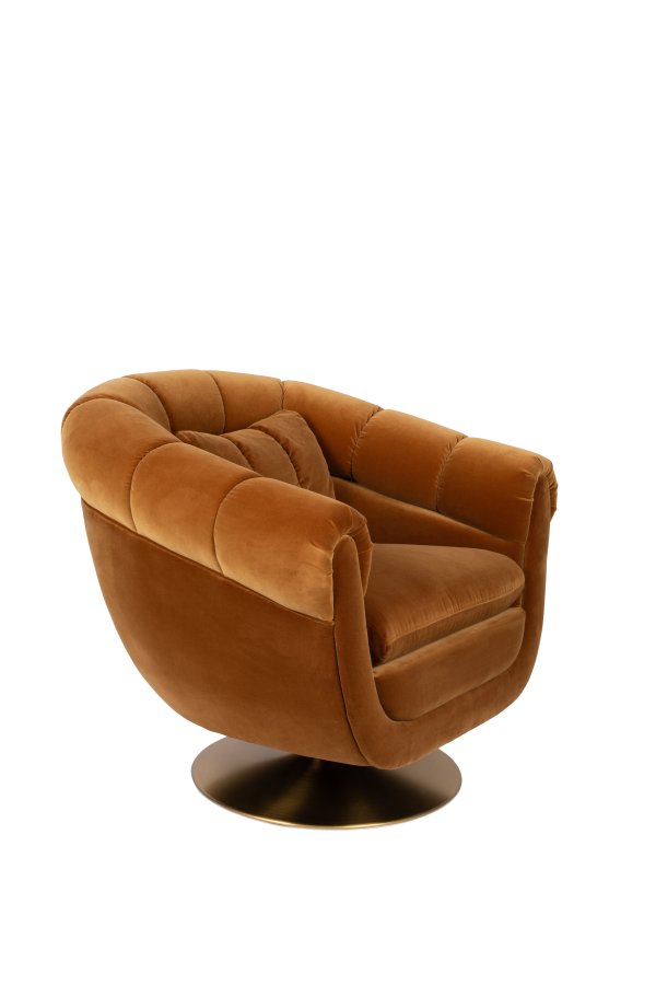 DUTCHBONE Member svingstol, med armlener - oransje Whisky bomull/polyester og messingstl