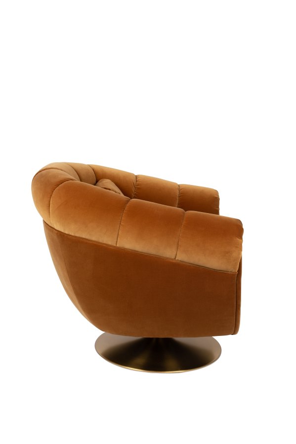 DUTCHBONE Member svingstol, med armlener - oransje Whisky bomull/polyester og messingstl