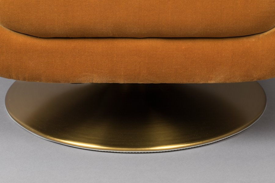 DUTCHBONE Member svingstol, med armlener - oransje Whisky bomull/polyester og messingstl