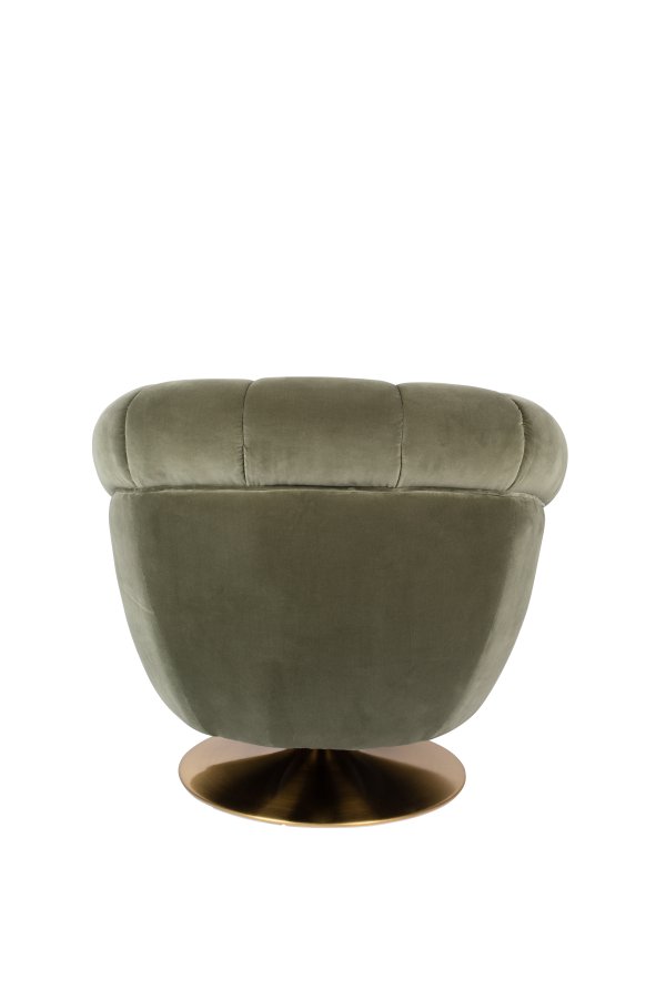 DUTCHBONE Member svingstol, med armlener - olivengrnn polyester/bomull og messingmetall