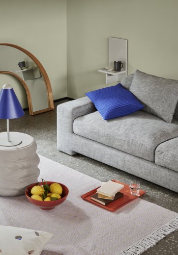 BROSTE COPENHAGEN Bay Chaiselongue, linke Seite – Stoff in Anthrazitgrau-Melange