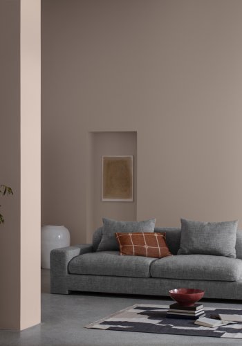 BROSTE COPENHAGEN Bay Chaiselongue, linke Seite – Stoff in Anthrazitgrau-Melange