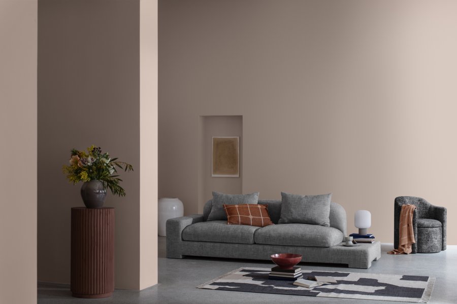 BROSTE COPENHAGEN Bay Chaiselongue, linke Seite – Stoff in Anthrazitgrau-Melange