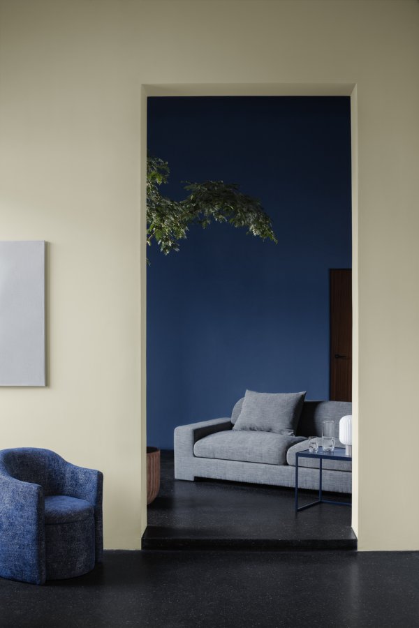 BROSTE COPENHAGEN Bay Chaiselongue, linke Seite – Stoff in Anthrazitgrau-Melange