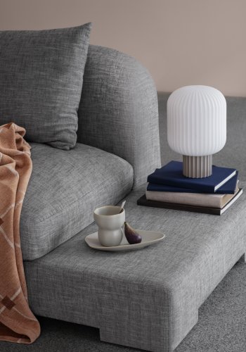 BROSTE COPENHAGEN Bay Chaiselongue, rechte Seite – Stoff in Anthrazitgrau-Melange