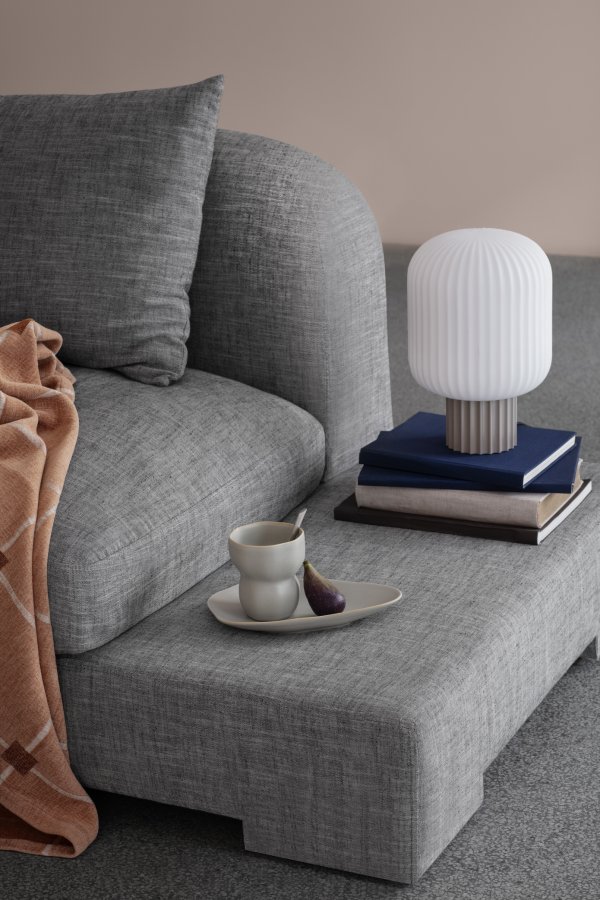 BROSTE COPENHAGEN Bay Chaiselongue, rechte Seite – Stoff in Anthrazitgrau-Melange