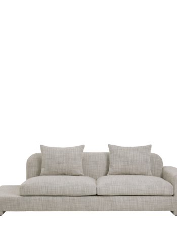 BROSTE COPENHAGEN Bay Chaiselongue, rechte Seite – beigefarbener Melange-Stoff