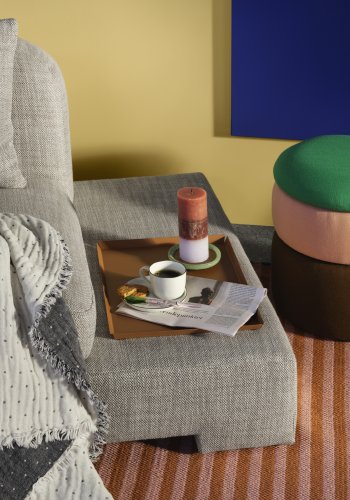 BROSTE COPENHAGEN Bay Chaiselongue, linke Seite – beigefarbener Melange-Stoff