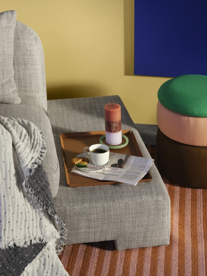 BROSTE COPENHAGEN Bay Chaiselongue, linke Seite – beigefarbener Melange-Stoff